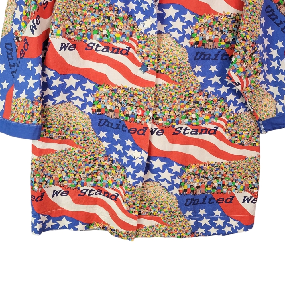United We Stand Handmade Patriotic 4th of July Celebrate America Button Up L - Picture 3 of 11
